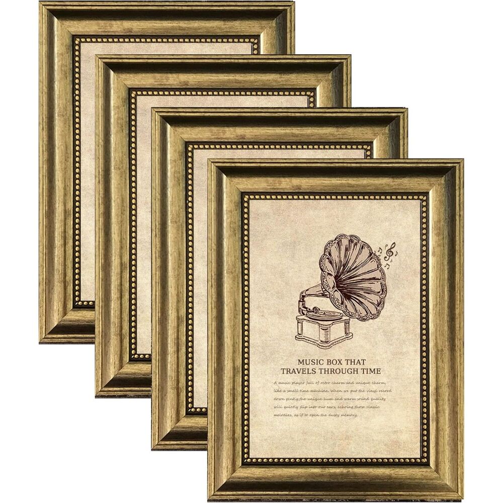 KYGU vintage-style 5x7 picture frames. Featuring an ornate antique gold finish